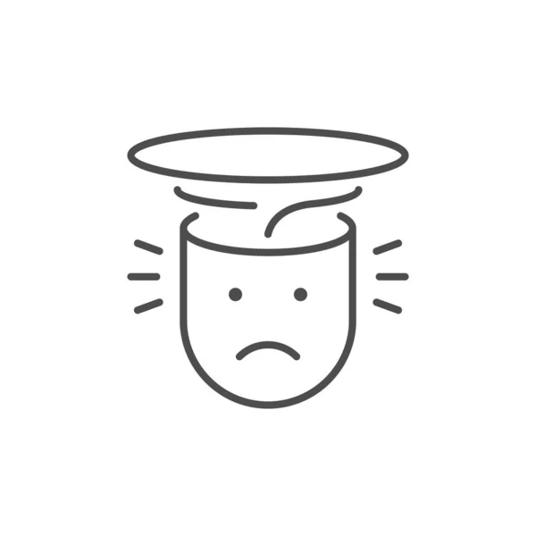 Céphalée ou douleur à la tête ligne contour icône — Image vectorielle