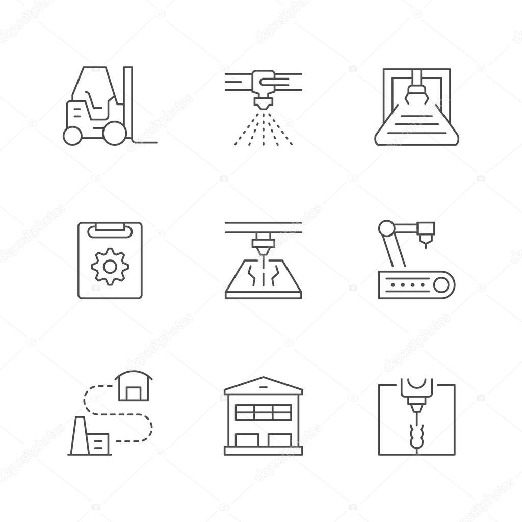 Set line icons of production plant