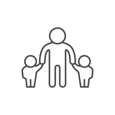 Baba ve çocuklar ana hatları simgesini çiziyorlar