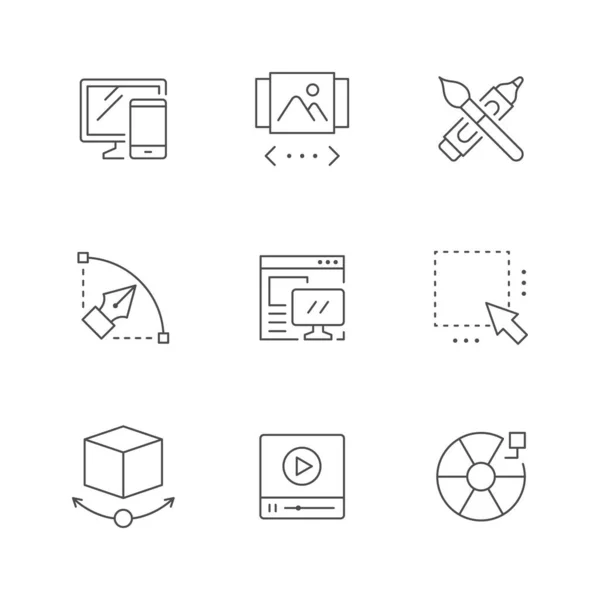 Establecer iconos de línea de diseño web — Archivo Imágenes Vectoriales