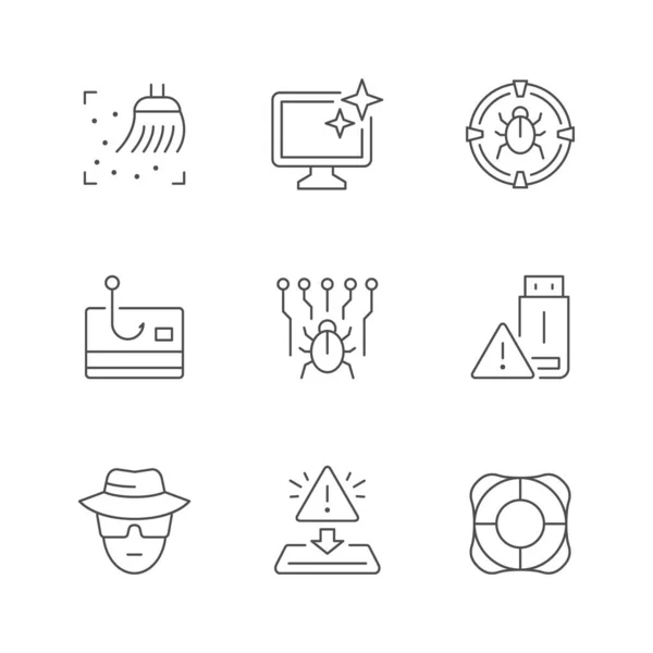 Set line icons of cyber security — Stock Vector