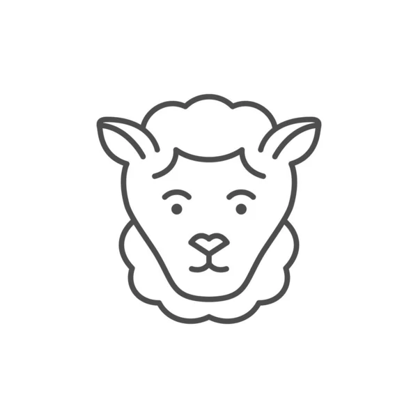 Icono de contorno de línea de oveja o cordero — Vector de stock