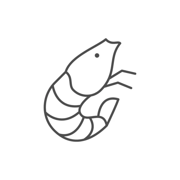 Icono de línea de camarones y concepto de mariscos — Vector de stock