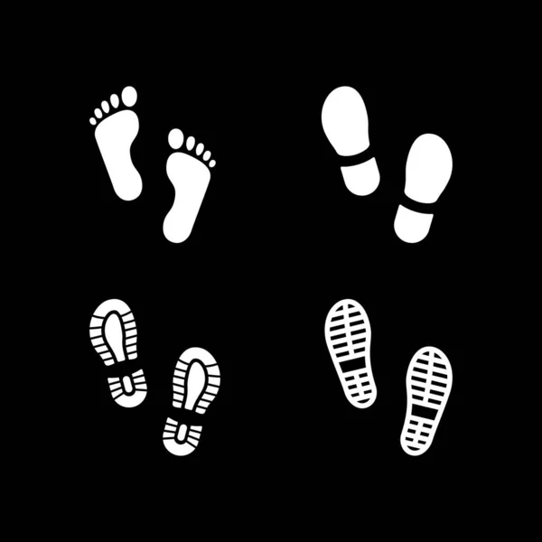 Set glyph icons of footsteps - Stok Vektor