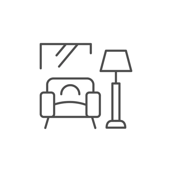 Home interior line outline icon — Stock Vector