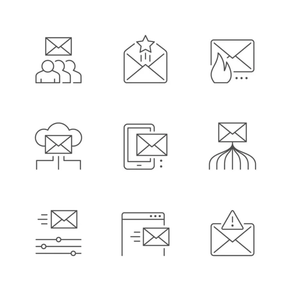 Definir ícones de linha de e-mail marketing — Vetor de Stock