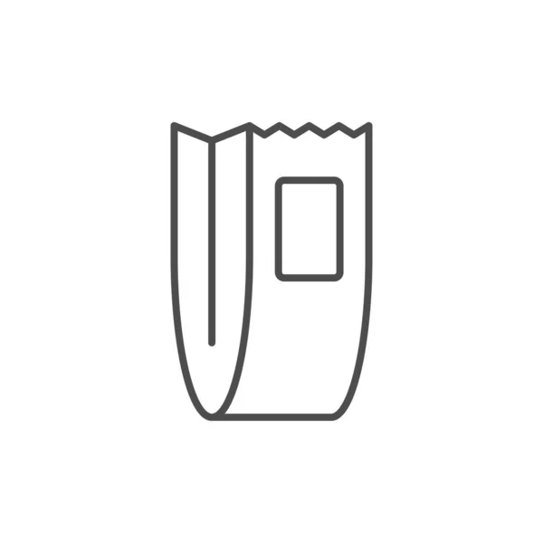 Comida papel bolsa línea esquema icono — Vector de stock