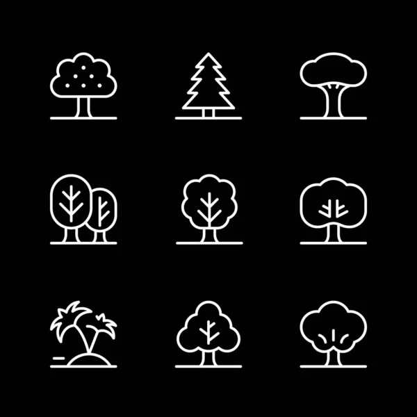 Imposta icone di linea dell'albero — Vettoriale Stock