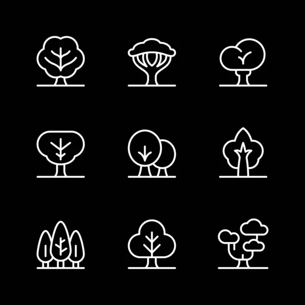 Establecer iconos de línea de árbol — Vector de stock