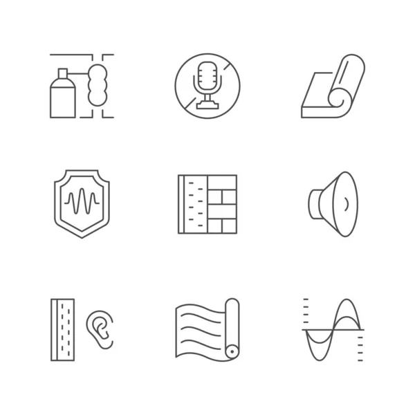 Set line icons of soundproofing — Stock Vector