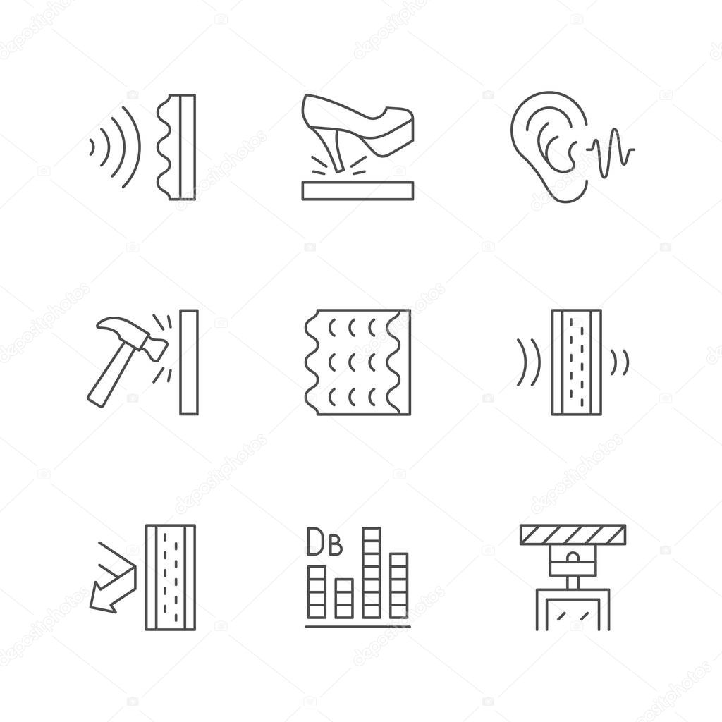 Set line icons of soundproofing