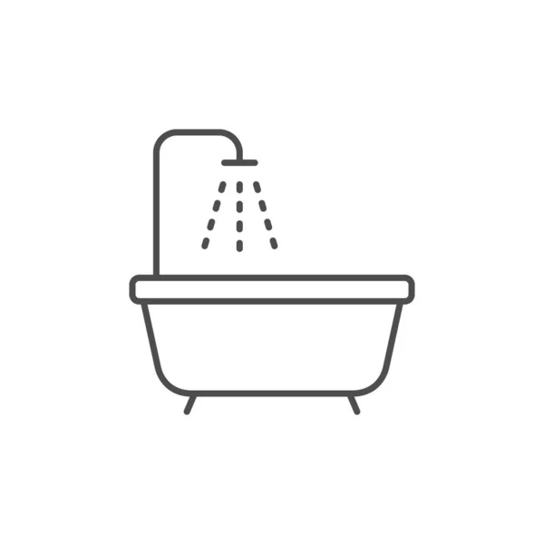 목욕 및 샤워 라인 윤곽 아이콘 — 스톡 벡터