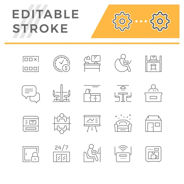 Set-Line-Symbole des gemeinsamen Arbeitens — Stockvektor