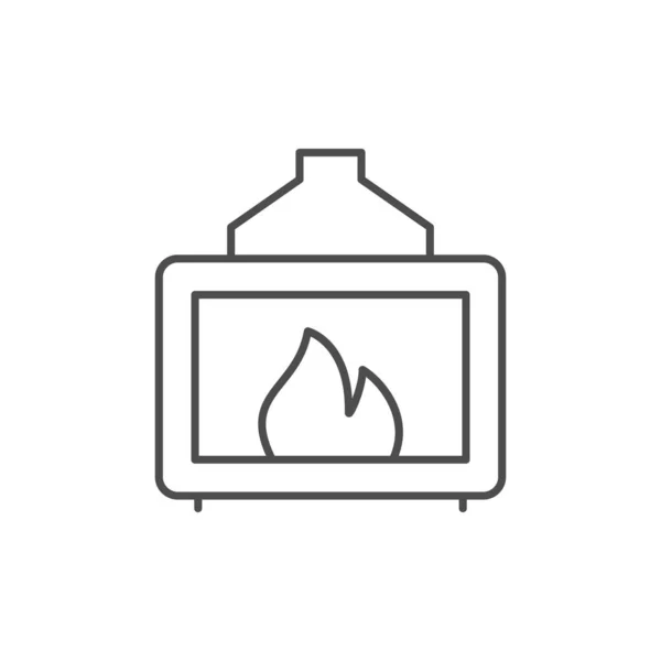 Home fireplace line outline icon — Stock Vector