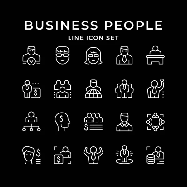 Ustaw ikony linii ludzi biznesu — Wektor stockowy