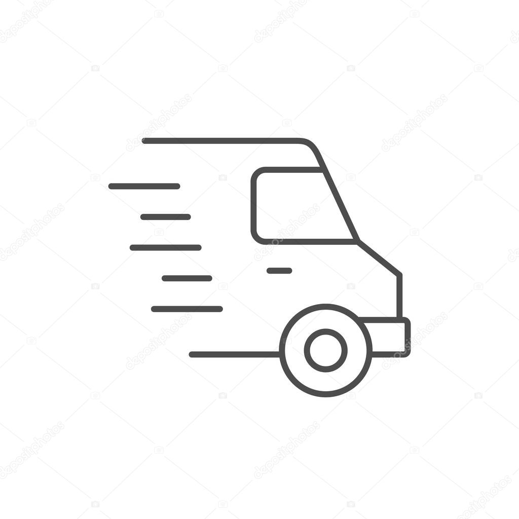 Delivery van line outline icon