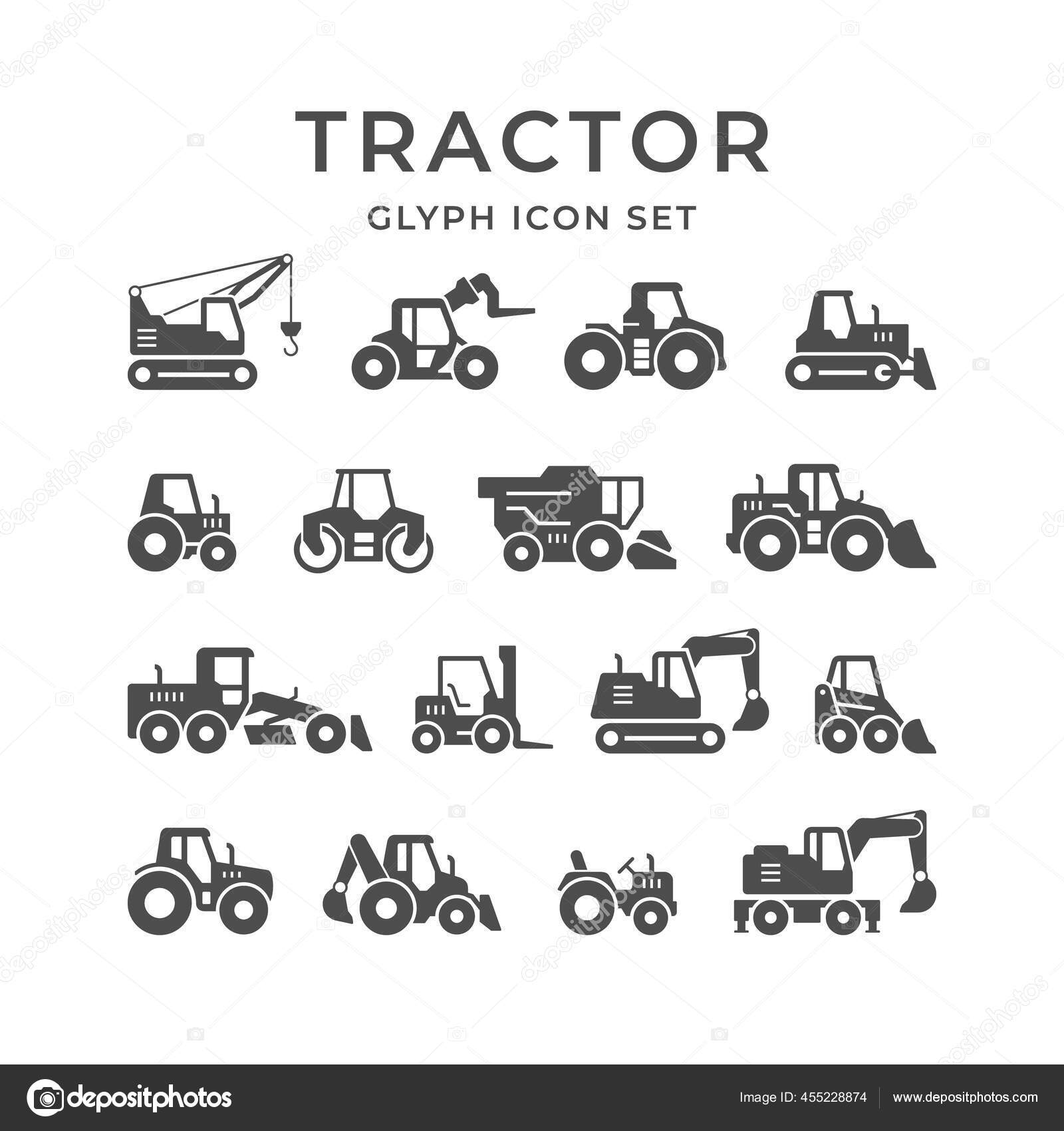 Set glyph icons of tractors Stock Vector Image by ©motorama 455228874