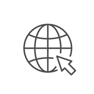 Dünya ve ok çizgisi ana hatları simgesi