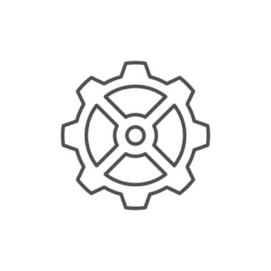 Çarklı çizgi simgesi veya mekanik kavram beyaza izole edildi