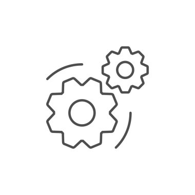 Çarklar ya da dişliler beyaz üzerine izole edilmiş ana hat simgesi