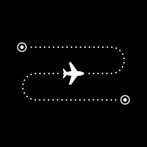 Avión vuelo ruta glifo icono — Vector de stock