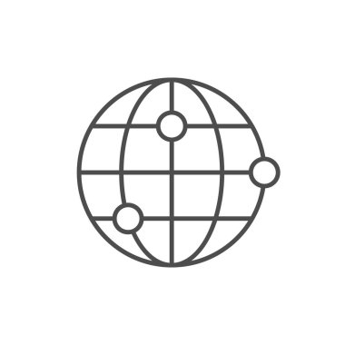 Beyaz üzerinde izole edilmiş dünya konum çizgisi ana simgesi