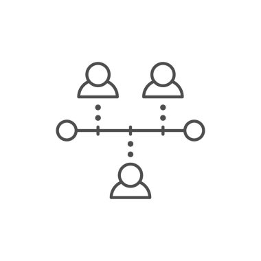 Takım çalışması zaman çizgisi ana hatları simgesi beyaza izole edildi