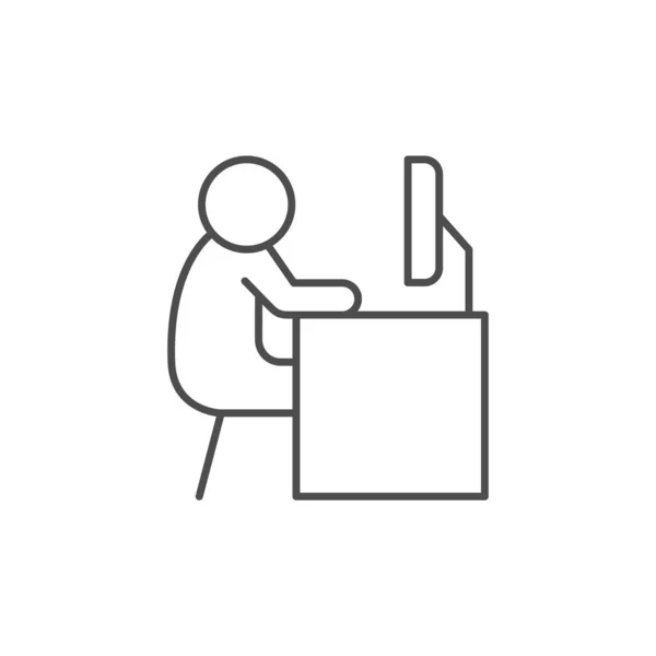 Persona en la línea de escritorio icono aislado en blanco — Vector de stock