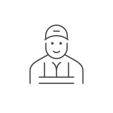 Üniforma çizgisi ana simgesi içindeki işçiler