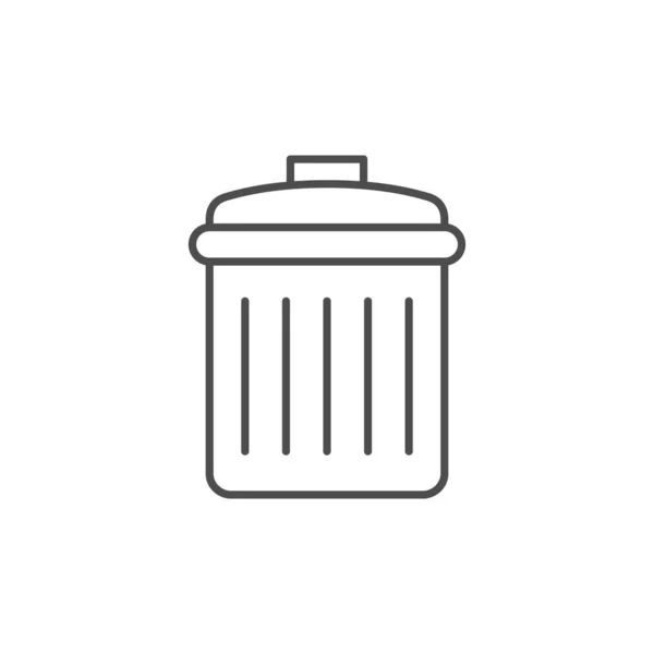 Basura bin línea contorno icono — Vector de stock