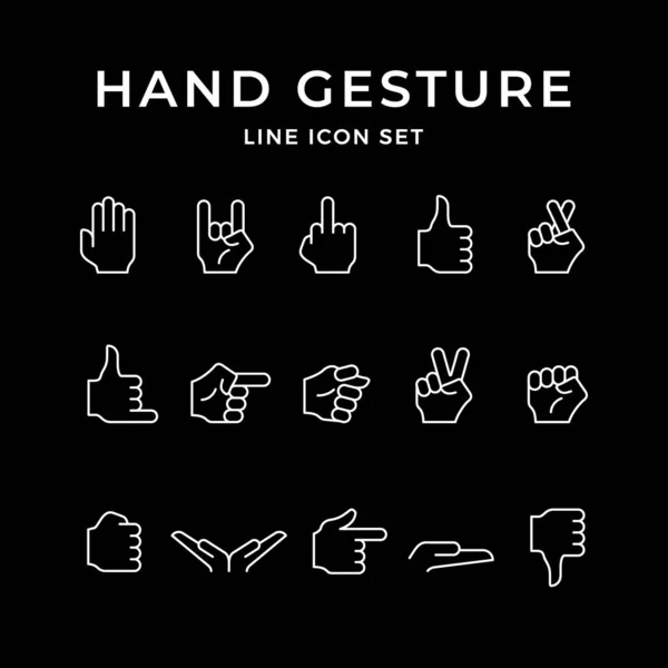 Establecer iconos de línea de gesto de la mano — Vector de stock