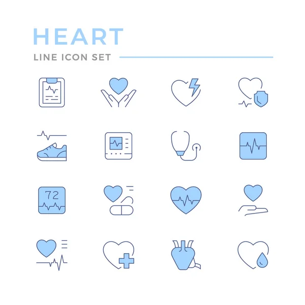 Establecer iconos de línea de color de corazón — Vector de stock