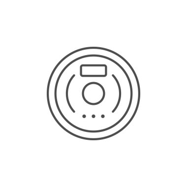 Elektrikli süpürge robot çizgisi ana hatları simgesi beyaz üzerine izole edildi