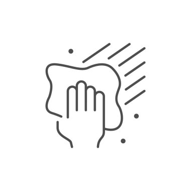 Rag temizleme çizgi ana hatları simgesi beyaz üzerinde izole