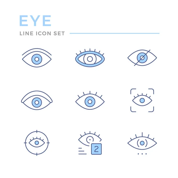 Stel kleurlijn pictogrammen van het oog — Stockvector