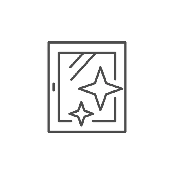 Fönsterputsning linje kontur ikon isolerad på vit — Stock vektor