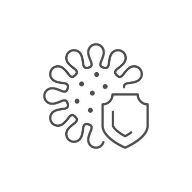 Antibakteriyel koruma hattı ana hatları beyaz üzerine izole edilmiş simge