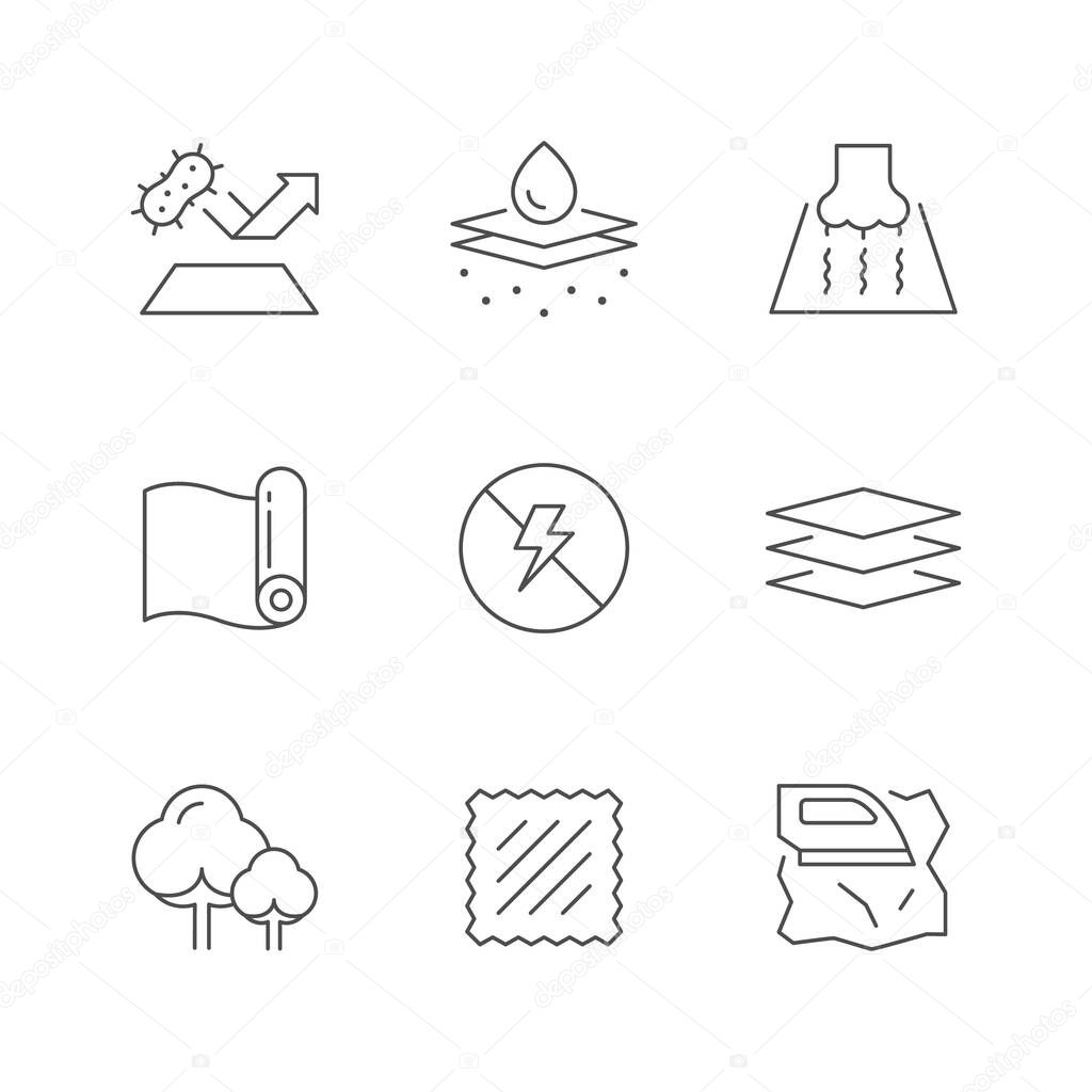 Set line icons of fabric