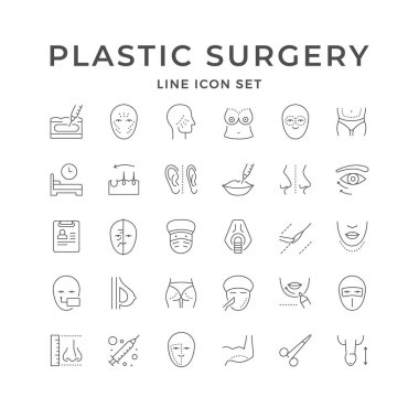 Plastik cerrahinin çizgi simgelerini ayarla