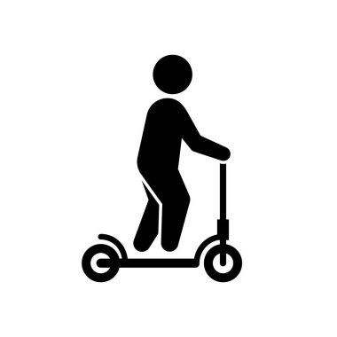 Scooter kabartma simgesindeki kişi beyazda izole edildi