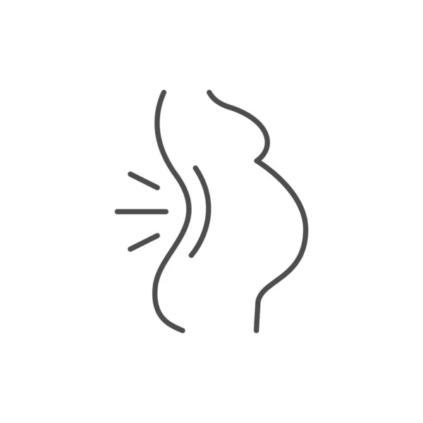 Icono de línea de dolor de espalda mujer embarazada — Vector de stock