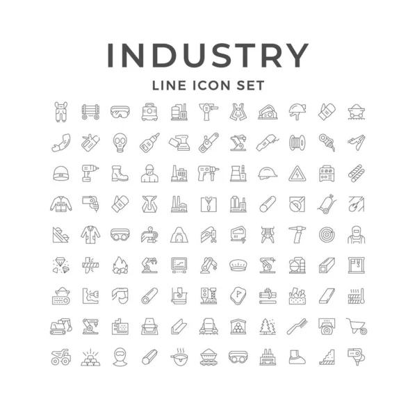 Ustaw ikony linii przemysłu — Wektor stockowy