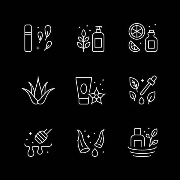Set line icons of organic cosmetic — Stock Vector