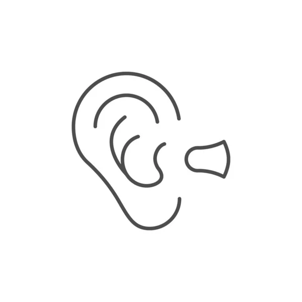 Ícone de contorno de linha de plugue de ouvido — Vetor de Stock