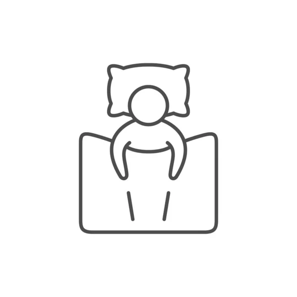 Person in bed line outline icon — Stock Vector