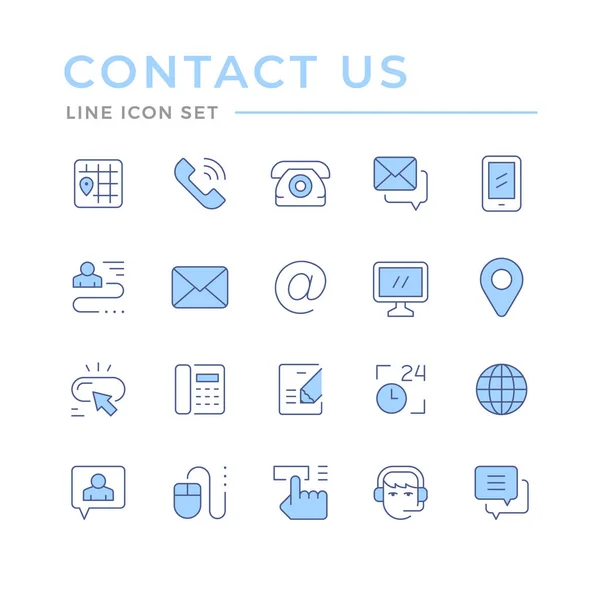 Set color line icons of contact us — Stock Vector