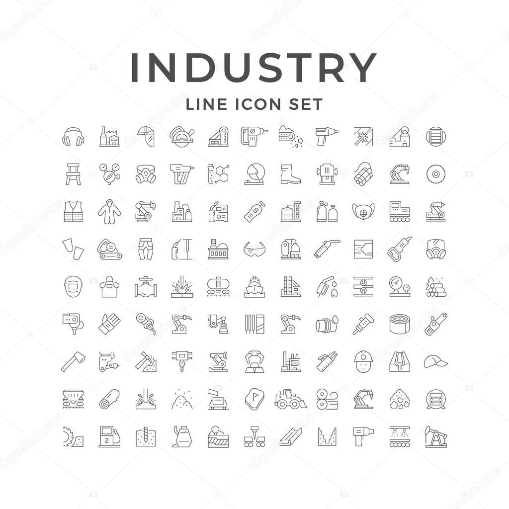 Set line icons of industry