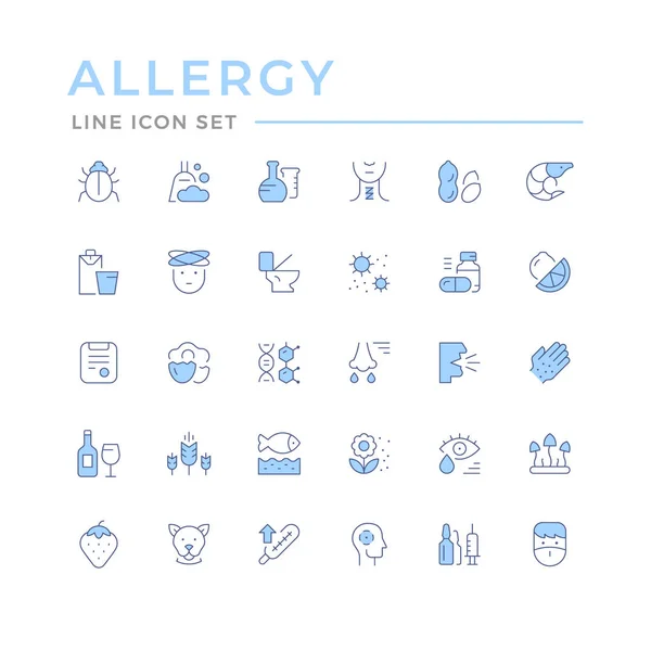 Встановити піктограми кольорової лінії алергії — стоковий вектор