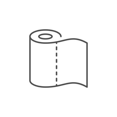 Kağıt havlu çizgisi ana hat simgesi beyaz üzerine izole