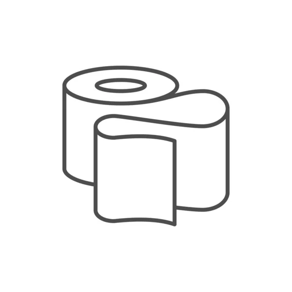 Toiletpapier lijn omtrek pictogram geïsoleerd op wit — Stockvector